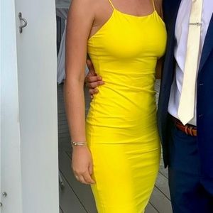 Superdown Roseanne scrappy back dress yellow